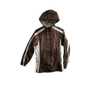 Columbia Women's Small Brown and White Stripe Zip Up Light‎ Weight Jacket